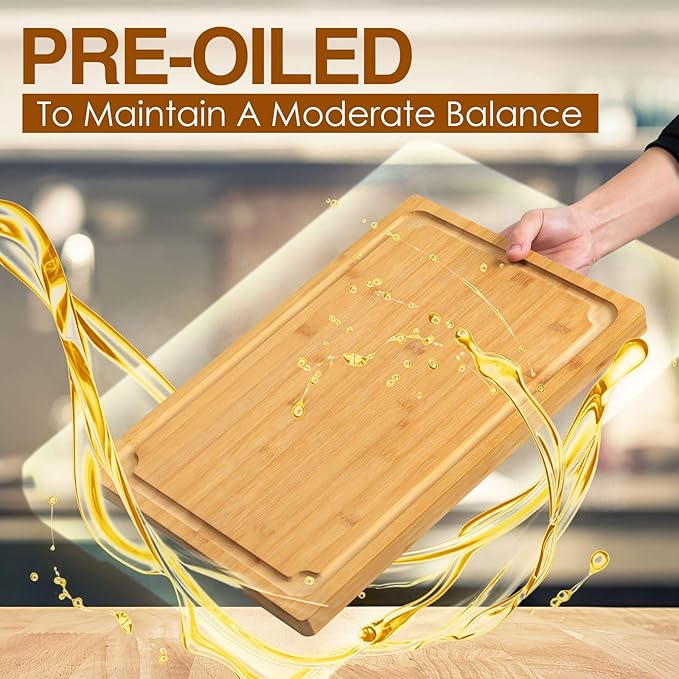 Extra Large Cutting Board, 17.6" Bamboo Cutting Boards - Image 5