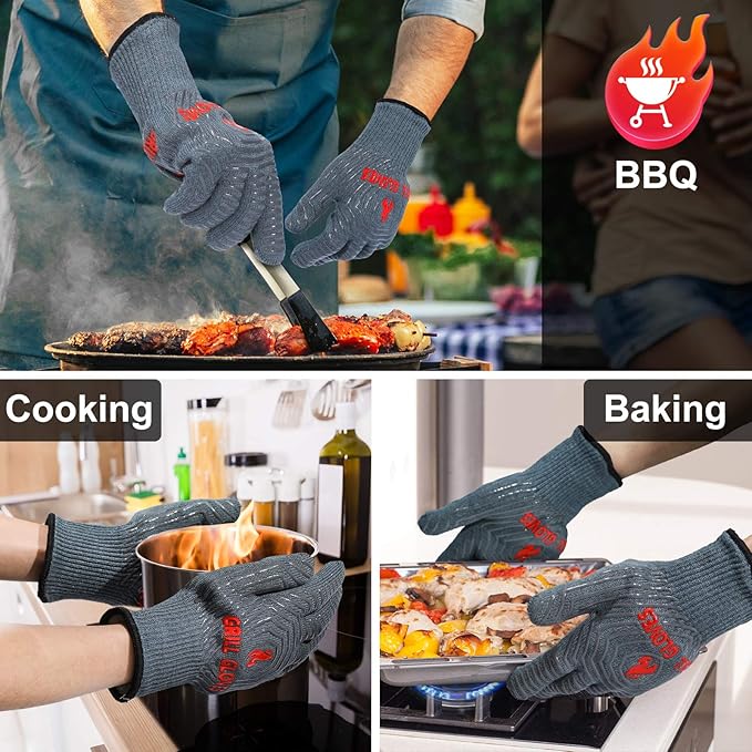 QUWIN BBQ Gloves, Oven Gloves 1472℉ Extreme Heat Resistant, Grilling Gloves - Image 5