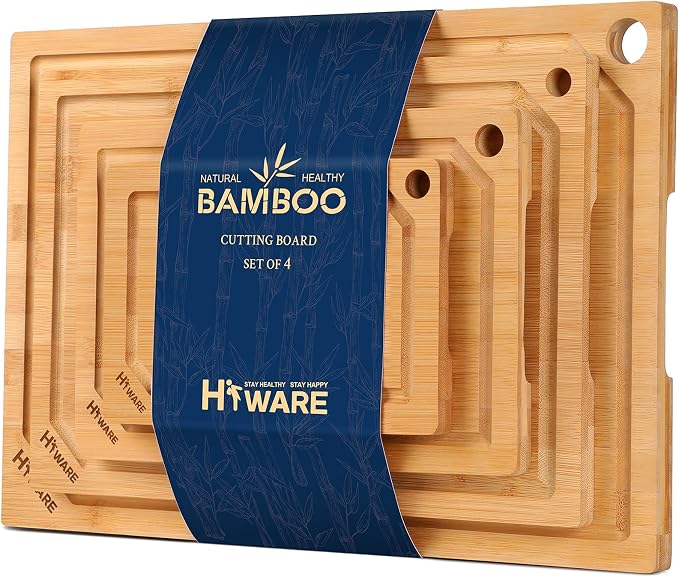 Hiware 4-Piece Extra Large Bamboo Cutting Boards Set by HIWARE