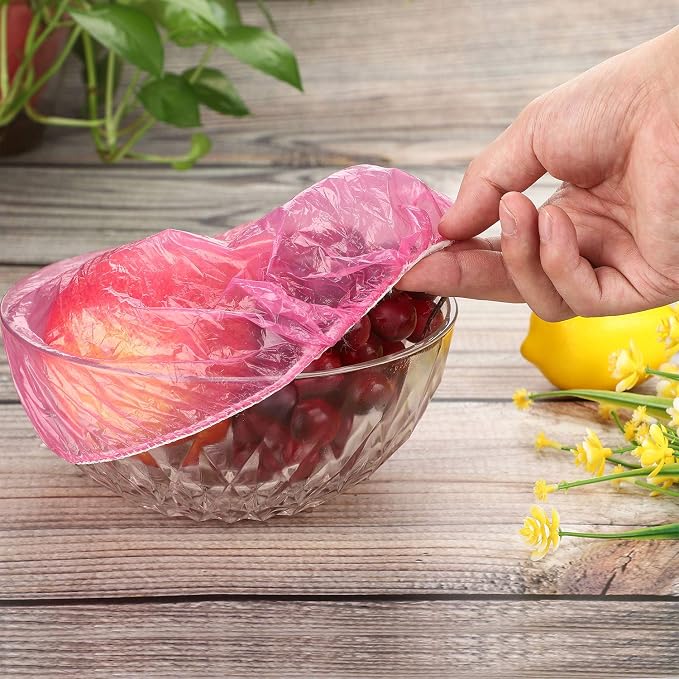 Boao 100 Pcs Reusable Bowl Covers 4 Size Plastic Color Elastic Wrap - Image 5