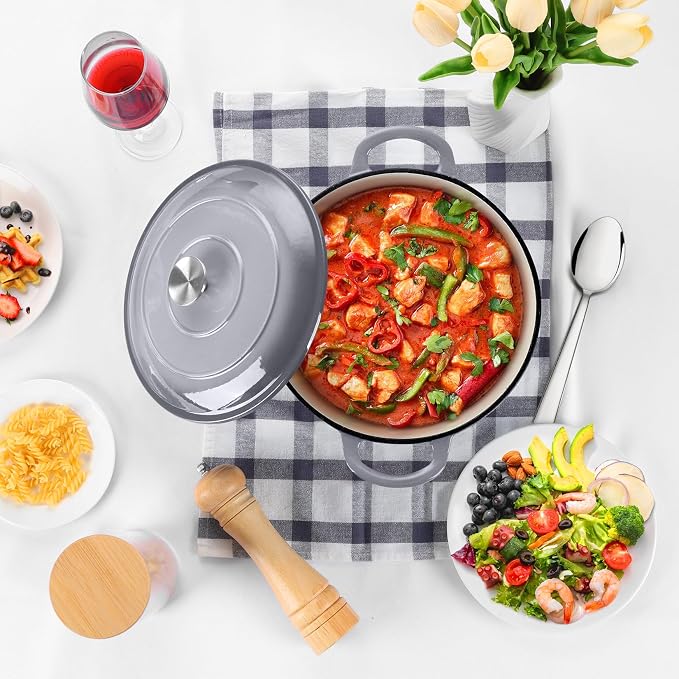 P&P CHEF 5QT Enameled Dutch Oven, Cast Iron Dutch Oven Pot - Image 6