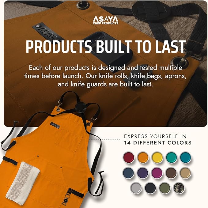 Asaya Chef and BBQ Apron with Bottle Opener and Hand Towel - 10oz Cotton Canvas - Image 6