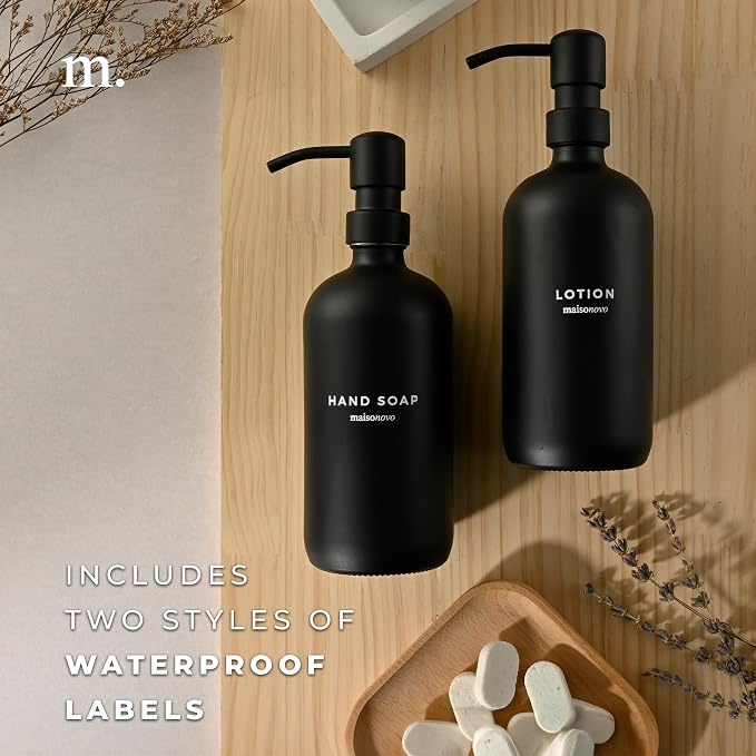 MaisoNovo Soap Dispenser 2-Piece Set | 16.9oz Black Bottles - Image 6