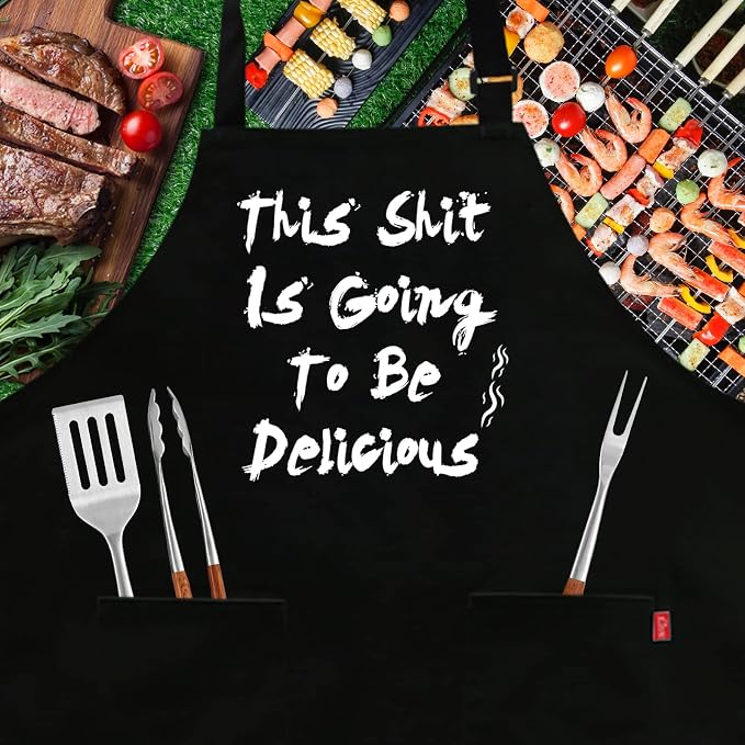 BBQ Funny Apron for Men, Chef Bib Apron - Image 2