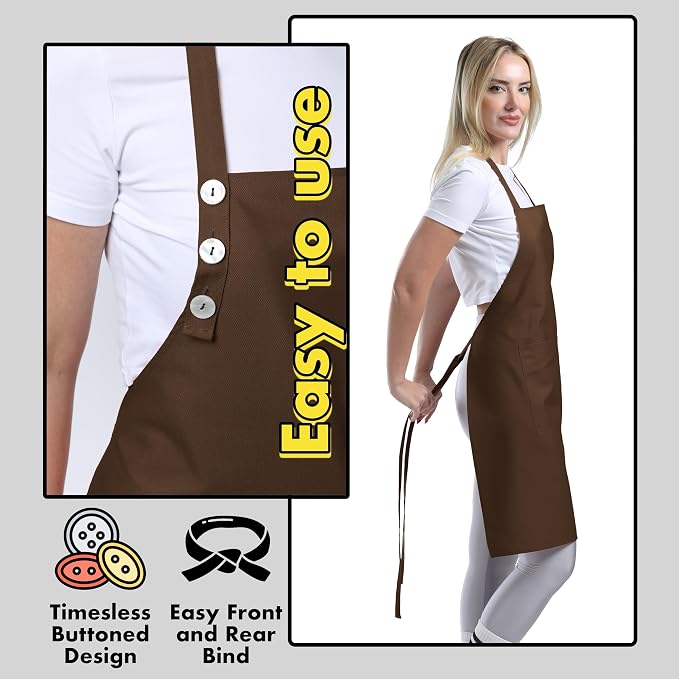 TOSHE Kitchen Apron Waterdrop Resistant Cotton Apron - Image 6