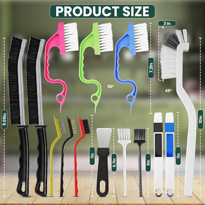 14 Pcs Crevice Cleaning Brush Set – Hard Bristle Cleaning Tools - Image 2
