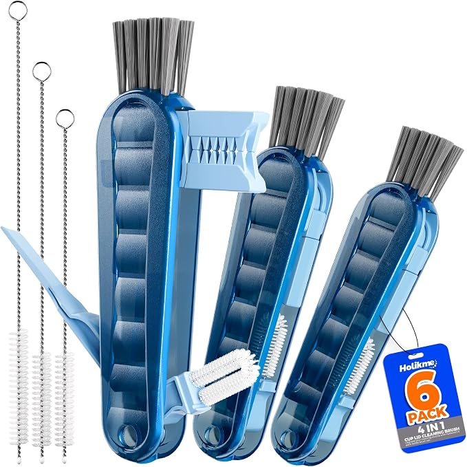 6 Pack Holikme 4 in 1 Cup Lid Cleaning Brush Set by Holikme