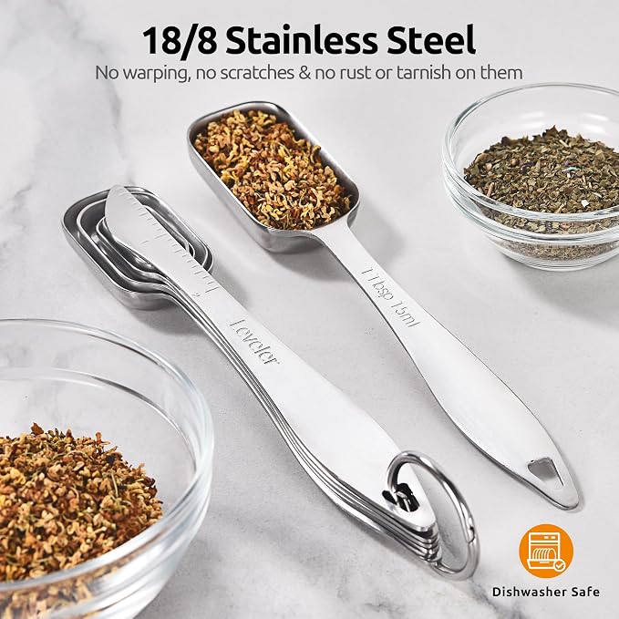 U-Taste Narrow Square Measuring Spoons: 18/8 Stainless Steel Kitchen Measure - Image 3