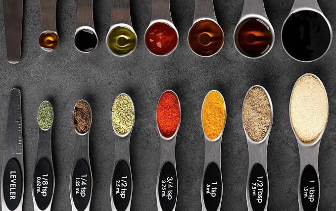 Magnetic Measuring Spoons Set of 7 Stainless Steel Dual Sided Teaspoon - Image 7