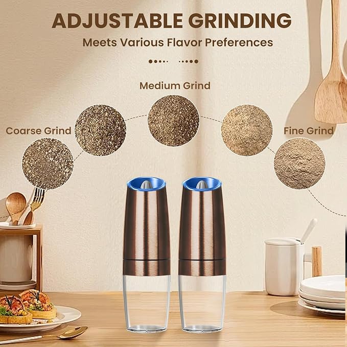 Gravity Electric Salt And Pepper Grinder Set, Automatic Salt And Pepper Grinder - Image 3