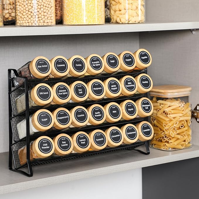 AOZITA Spice Rack Organizer for Cabinet, 28 Empty Spice Jars - Image 6
