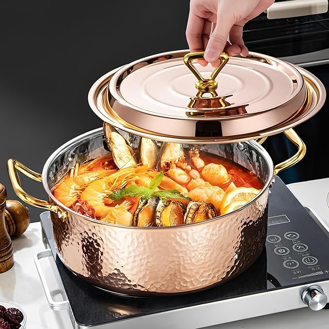 YJX 4.2QT Hammered Stock Pot - Image 6