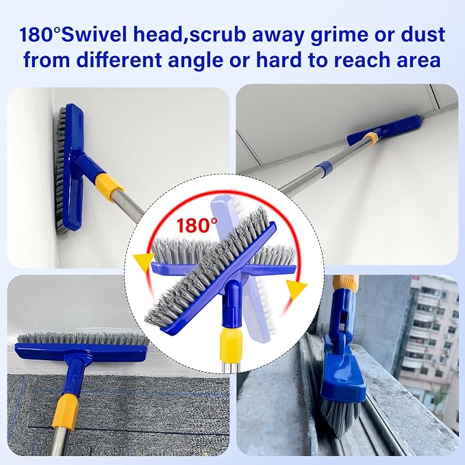 ITTAR Grout Brush with Long Adjustable Handle, Swivel Scrub Brush, V-Shape - Image 7