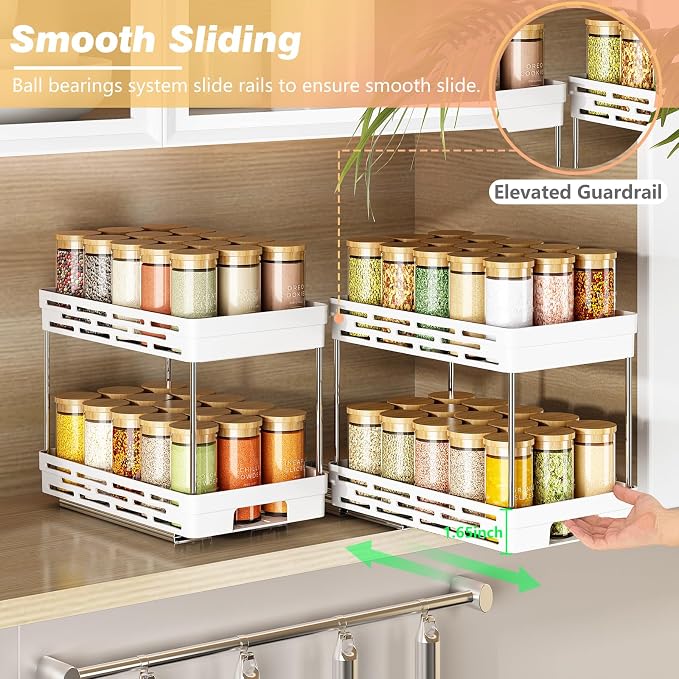 Pull Out Spice Rack Organizer for Cabinet, 2 Pack Widen Slide Out Spice Racks - Image 5