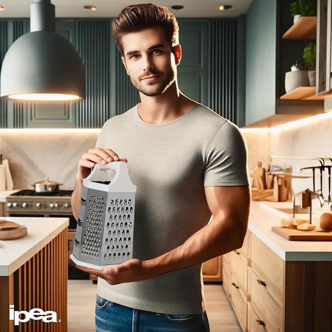 IPEA Stainless Steel 6-Sided Cheese Grater – 23 cm – Vertical Grater Six Blades - Image 3