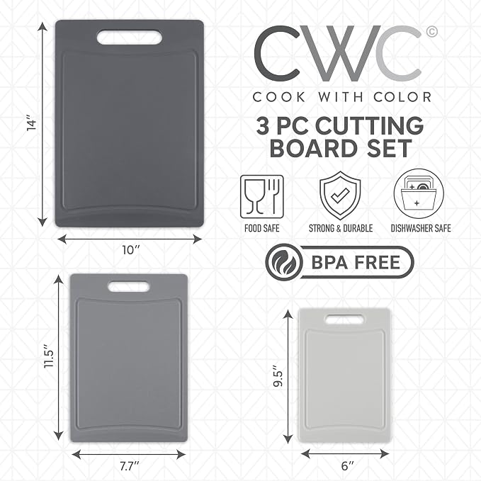 COOK WITH COLOR Non-Slip Cutting Board Set – Kitchen Essentials with Easy Grip - Image 2