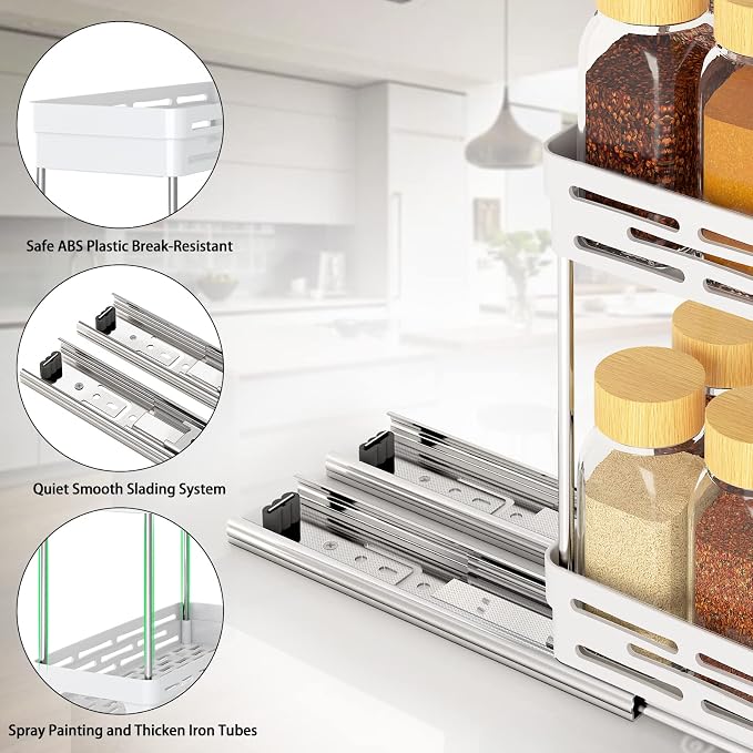 Pull Out Spice Rack Organizer for Cabinet, 2 Pack Slide Out Spice Racks - Image 7