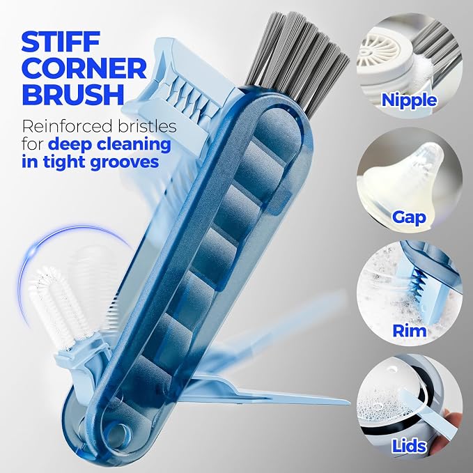 Holikme 6 Pack Bottle Brush Set, 3 Straw Brushes, 3-in-1 Bottle Cleaning Brush - Image 3
