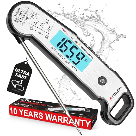 Atogou Meat Thermometer, Professional Food Thermometer, <1 Sec Instant Read by ATOGOU