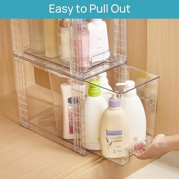 Vtopmart 4 Pack Clear Stackable Storage Drawers, 9.7" High Plastic Organizers - Image 5