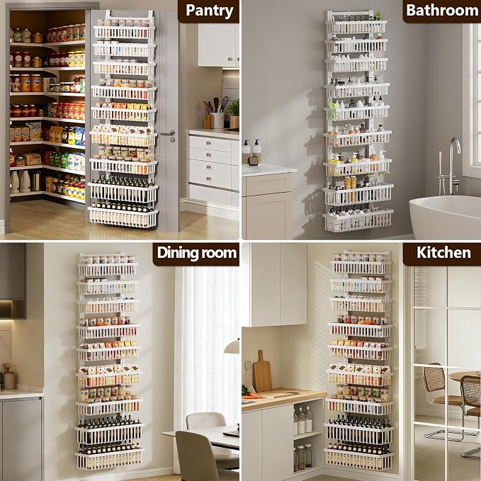 POKIPO 9 Tier Over The Door Pantry Organizer, 2 in 1 Wall Mount or Hanging - Image 8