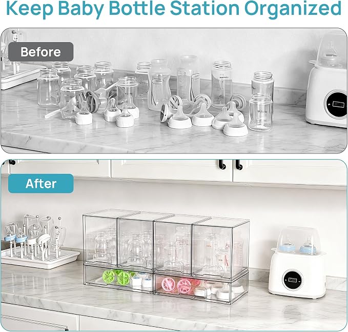Vtopmart 6 Pack Baby Bottle Organizer Set, Stackable Storage Drawers Ideal - Image 4