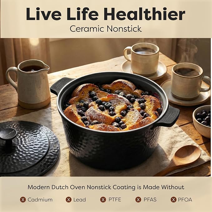 Gotham Steel Hammered 5 Qt Lightweight Dutch Oven Pot - Image 3