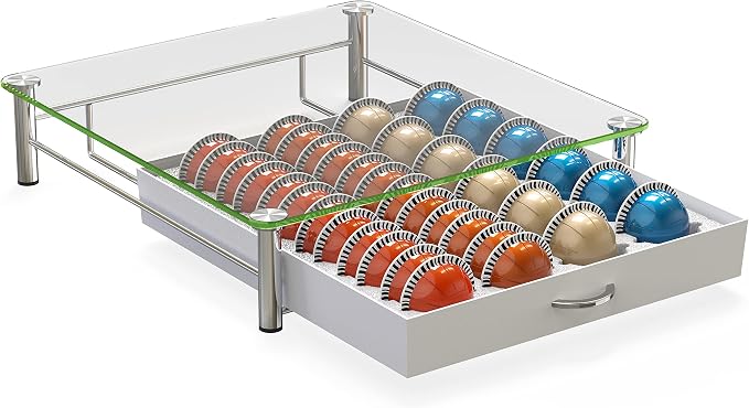 DecoBrothers Crystal Tempered Glass Vertuo Pod Holder Drawer, 24 Large or 48 - Image 7
