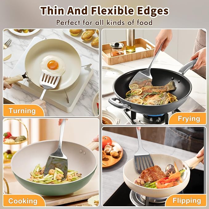 Stainless Steel Spatula, Metal Spatula Solid Turner, Heavy Duty Sturdy Spatulas - Image 7