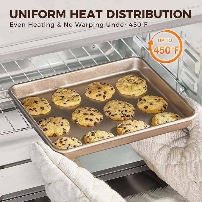 HONGBAKE 2 Pack 11 x 9 Inch Toaster Oven Pans and Trays, Small Baking Sheet Set - Image 7