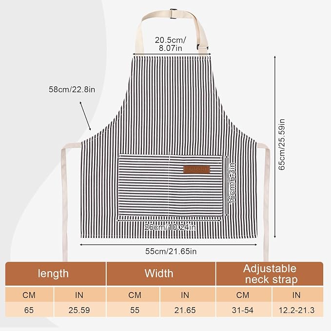 2 Pack Stripes Kids Apron, Kids Cooking Aprons - Image 2
