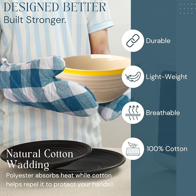 Oven Mitt & Pot Holder Buffalo Plaid Check 100% Cotton Heat Resistant Oven - Image 5