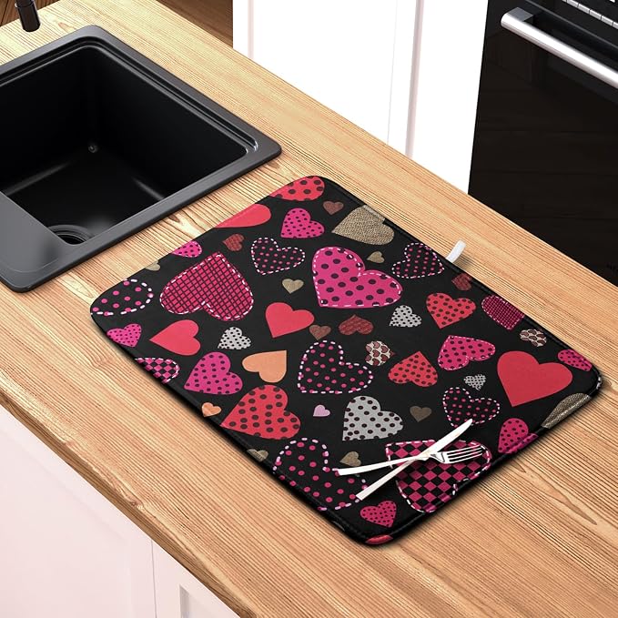 Happy Valentine's Day Kitchen Drying Mats - Image 6