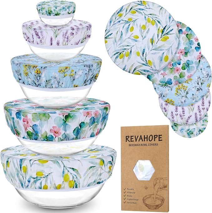 5-Size Reusable Beeswax Bowl Covers by Revahope