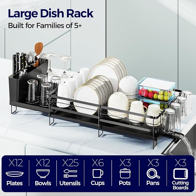 Large Dish Drying Rack, Expandable Dish Rack - Image 3