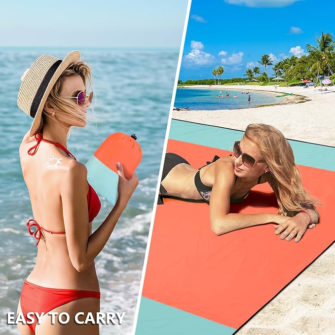 HIHOHO Beach Blanket Waterproof Sandproof Extra Large Beach Mat 79" X - Image 4