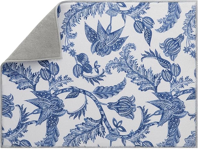 Dish Drying Mat Floral Print Microfiber kitchen drying mat, 20x15 inches by FullBeDare