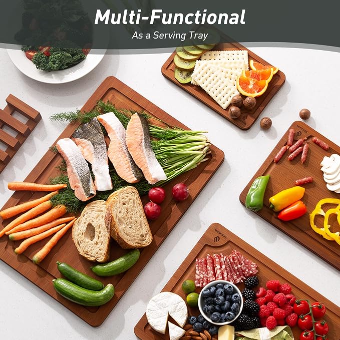 Bamboo Cutting Board Set Non Slip Feet - Image 7