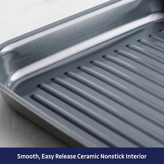 Tramontina Utsava Tri-Ply Clad Stainless Steel 10-Inch Square Grill Pan - Image 6