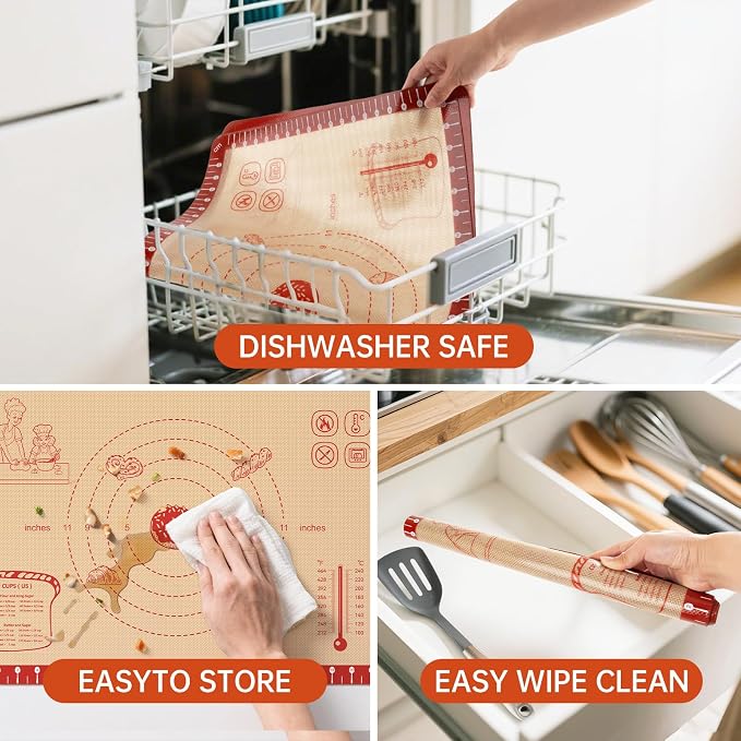 Silicone Baking Mat with Recipes, Extra Thick Silicone Mats - Image 9