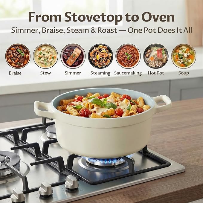 BEZIA 5.7 Quart Nonstick Ceramic Soup Stock Pot - Image 7