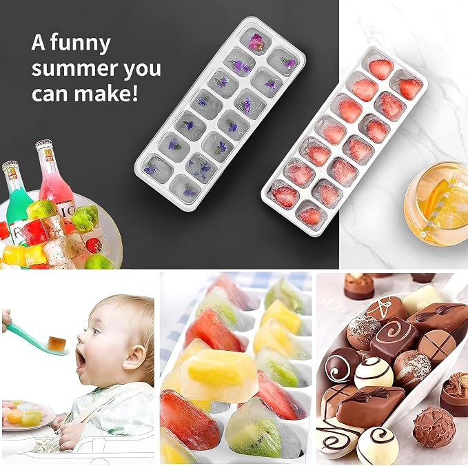 Ice Cube Trays 4 Pack, Airabc Silicone Ice Cube Trays - Image 2