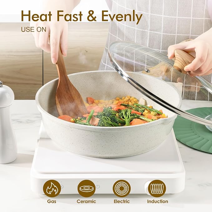 SENSARTE Nonstick Ceramic Saute Pan 10 Inch/3.5QT, Non-toxic Deep Frying Pan - Image 3