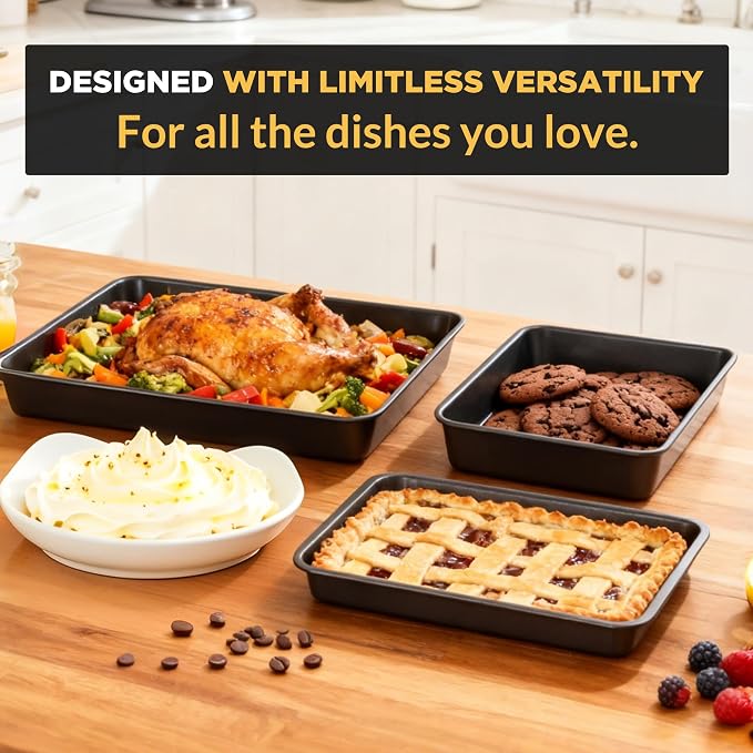 Professional Non-Stick Baking Sheets Set, 3-Piece Heavy Duty Carbon Steel - Image 4