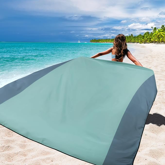WIWIGO Beach Blanket Waterproof Sandproof Beach Mat 79" X 83"/10'x9'for 2-8 - Image 3
