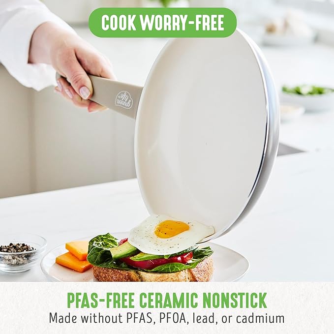 GreenLife 16 Piece Nonstick Cookware Set, Soft Grip Non-Toxic PFAS-Free Ceramic - Image 2