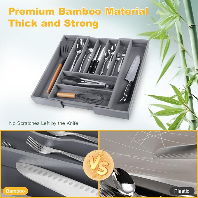 Large Premium Bamboo Silverware Organizer - Image 4