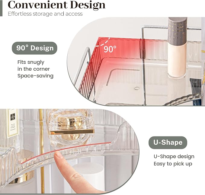 Aveniee Corner Bathroom Counter Organizer, Bathroom Countertop Shelf Makeup - Image 3