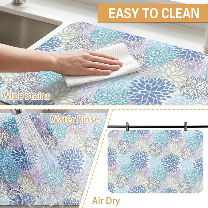 Kitchen Countertop Dish Drying Mat, Super Absorbent Coffee Bar Mat - Image 4