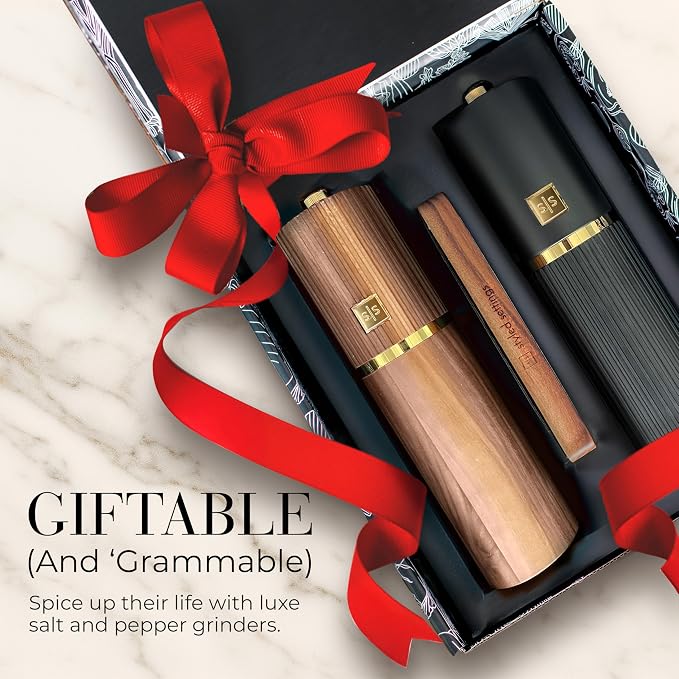 Wooden Salt and Pepper Grinder Set – Refillable Manual Salt and Pepper Mills - Image 7